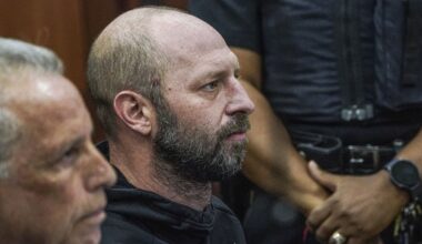 Jeremy Fistel, right, sits at the defense table during his arraignment in Queens criminal court, Thursday, Sept. 18, 2025, in New York. (AP Photo/Dean Moses, Pool)