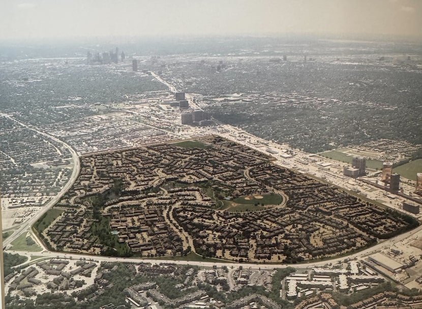 Early aerial shot of the Village Apartments near Lovers Lane and Greenville Avenue.