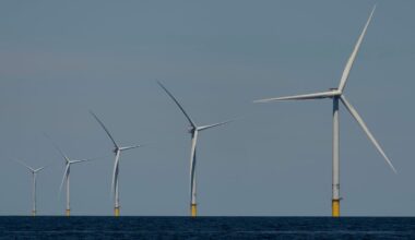 Wind turbines operate at Vineyard Wind 1 offshore wind farm off the coast of Massachusetts in July 2025.