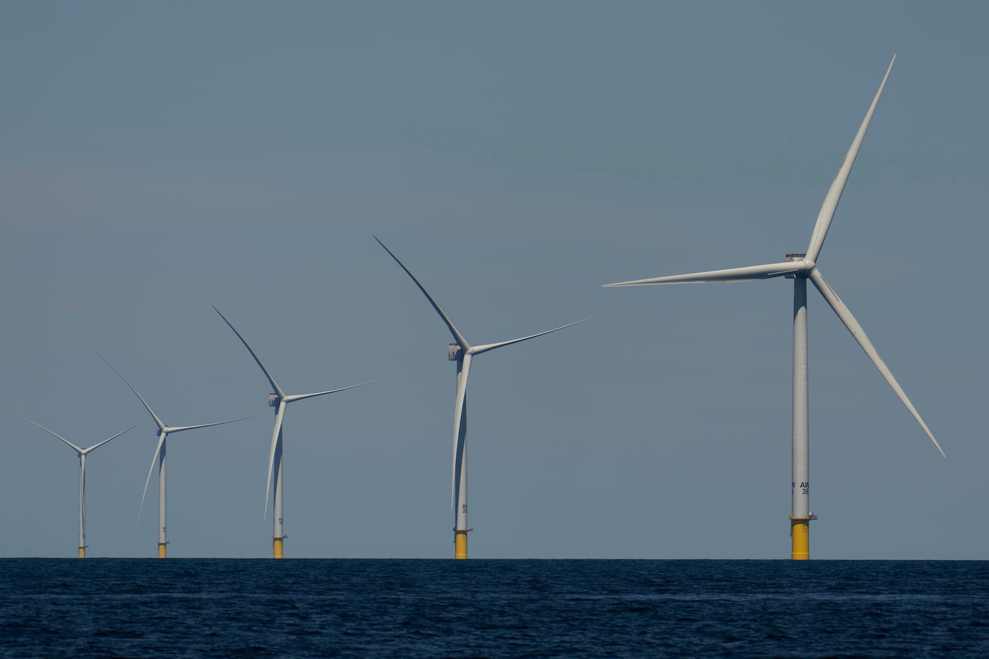 Wind turbines operate at Vineyard Wind 1 offshore wind farm off the coast of Massachusetts in July 2025.