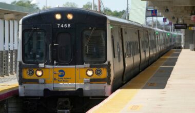 An LIRR train. (AP Photo/Seth Wenig)