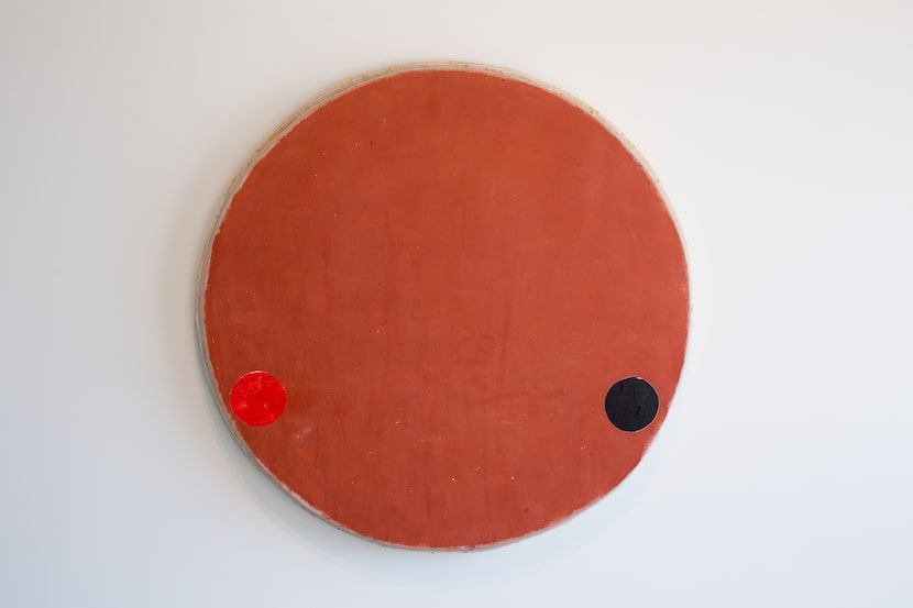 Otis Jones' 2016 work "Red Oxide Circle with Red and Black Circles" on display at Barry...