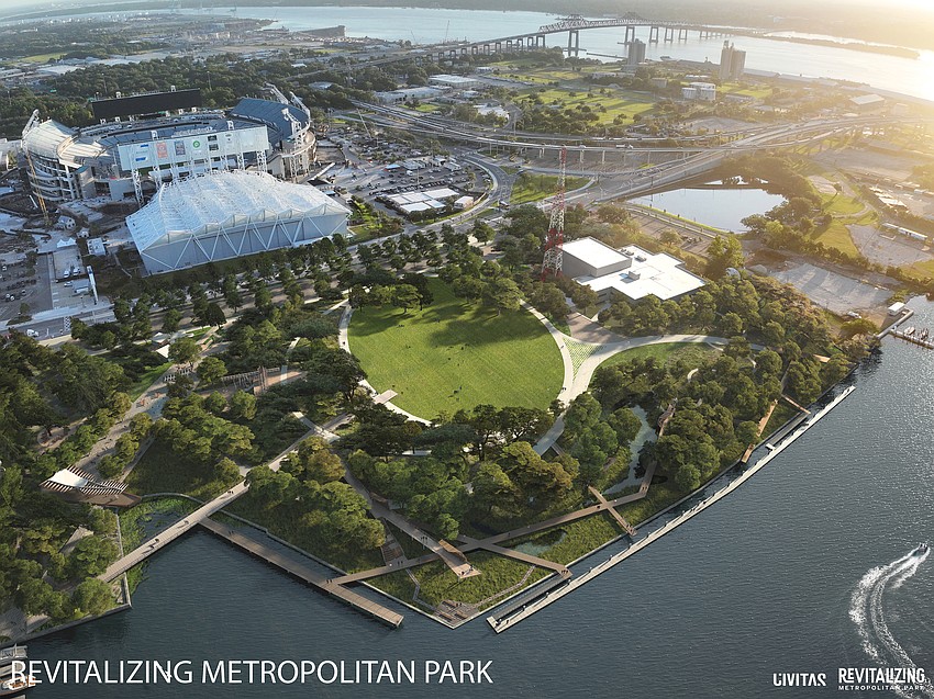 Metropolitan Park between the Four Seasons and WJCT studios south of EverBank Stadium is getting a redesign. Metropolitan Park between the Four Seasons and WJCT studios south of EverBank Stadium is getting a redesign.