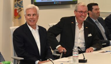 Mayor Carstarphen, Chairman of Cooper University Health Care, George E. Norcross III, Congressman Norcross, Commissioner Nash, CCP CEO Dana Redd host both Governor Murphy and EDA CEO Tim Sullivan