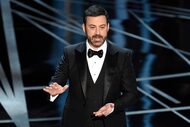 FILE - Host Jimmy Kimmel speaks at the Oscars in Los Angeles on Feb. 26, 2017. (Photo by...