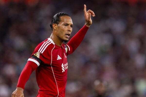LIVERPOOL, ENGLAND - Friday, August 15, 2025: Liverpool's captain Virgil van Dijk during the FA Premier League match between Liverpool FC and AFC Bournemouth at Anfield. (Photo by David Rawcliffe/Propaganda)