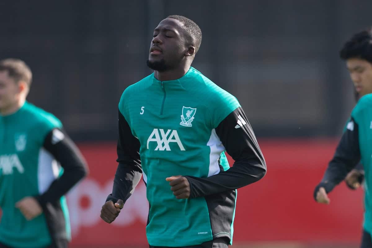 LIVERPOOL, ENGLAND - Monday, September 29, 2025: Liverpool's Ibrahima Konaté during a training session at the AXA Training Centre ahead of the UEFA Champions League match between Galatasaray A.?. and Liverpool FC. (Photo by Richard Martin-Roberts/Propaganda)