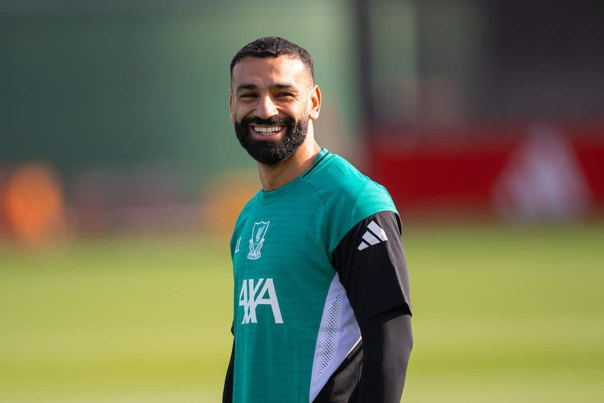 LIVERPOOL, ENGLAND - Monday, September 29, 2025: Liverpool's Mohamed Salah during a training session at the AXA Training Centre ahead of the UEFA Champions League match between Galatasaray A.?. and Liverpool FC. (Photo by Richard Martin-Roberts/Propaganda)