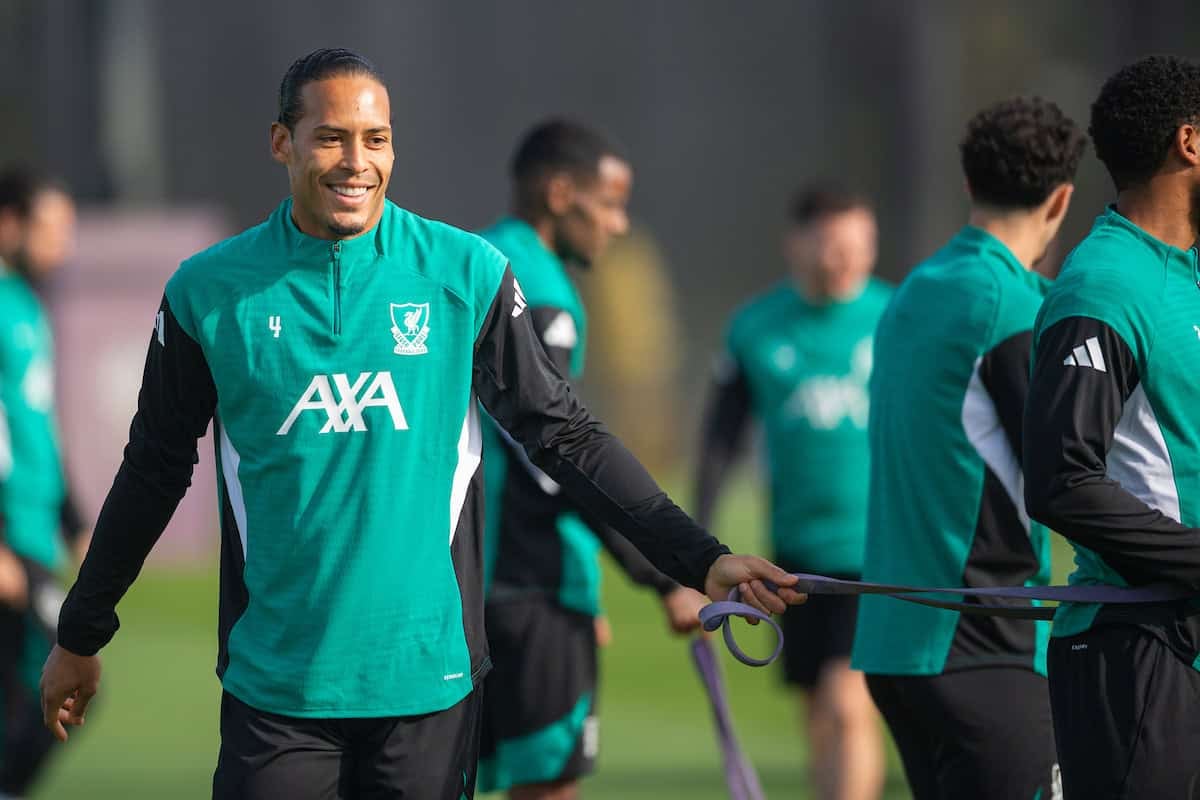 LIVERPOOL, ENGLAND - Monday, September 29, 2025: Liverpool's captain Virgil van Dijk during a training session at the AXA Training Centre ahead of the UEFA Champions League match between Galatasaray A.?. and Liverpool FC. (Photo by Richard Martin-Roberts/Propaganda)