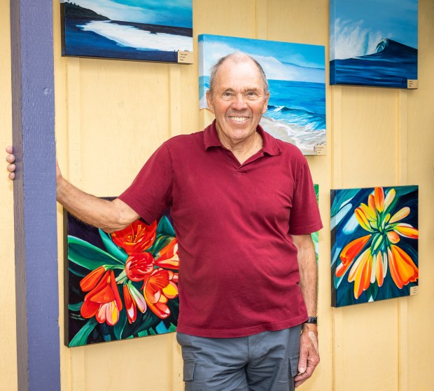 Neil Murray with his paintings. (Milan Kovacevic)