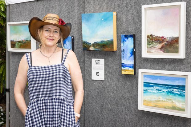 Mona Ray with her paintings. (Milan Kovacevic)