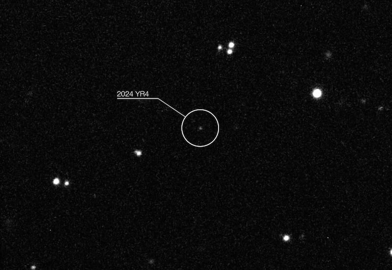 An image of the asteroid 2024 YR4 taken by the European Southern Observatory's Very Large Telescope, released on February 25, 2025, shows a frame of the asteroid's path through the night sky in January 2025, observed at infrared wavelengths with the HAWK-I instrument. ESO/O. Hainaut/Handout via REUTERS    THIS IMAGE HAS BEEN SUPPLIED BY A THIRD PARTY