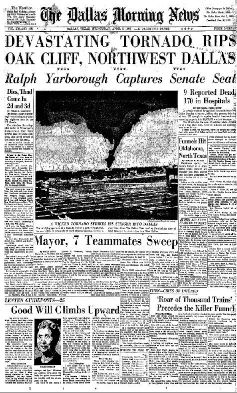 1957 tornado strikes Dallas: April 3, 1957