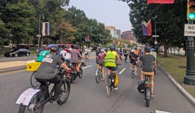 Philly cyclists ride through the city to call for concrete protection on Spruce and Pine streets