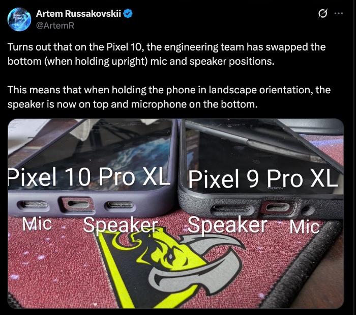 Pixel 10 Pro XL mic speaker switch