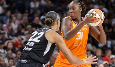 Tina Charles (right) is averaging a team-high 16.6 points per game in her second stint with the Connecticut Sun.