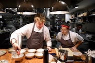 As they prepare dishes, Georgie executive  sous chef Reilly Brown (left) and sous chef...