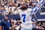 Dallas Cowboys cornerback Trevon Diggs takes the field before a football game against the...