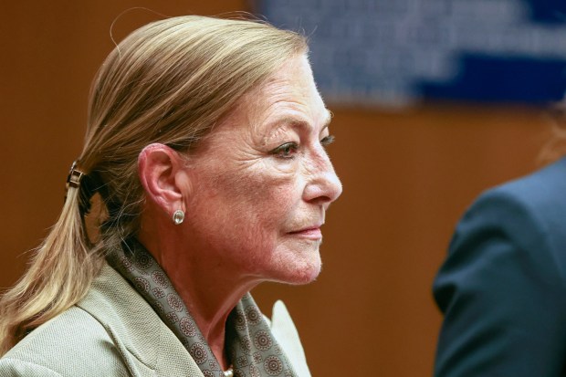 Dr. Friederike Von Lintig who faced criminal charges in connection with the death of Elisa Serna in jail appears in court at El Cajon Superior Court on Oct. 26, 2022. (Eduardo Contreras / U-T file)