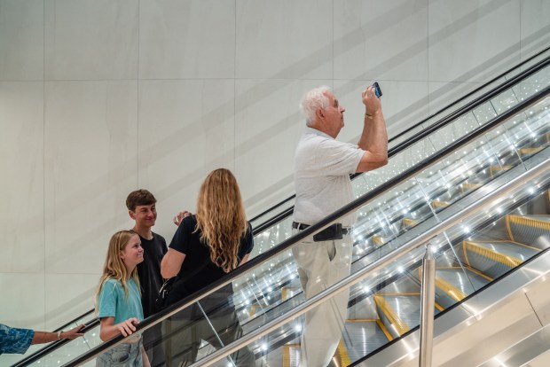 People inTerminal 1 to take a sneak peek at San Diego International Airport on Sept. 14, 2025. (Ariana Drehsler / For The San Diego Union-Tribune)
