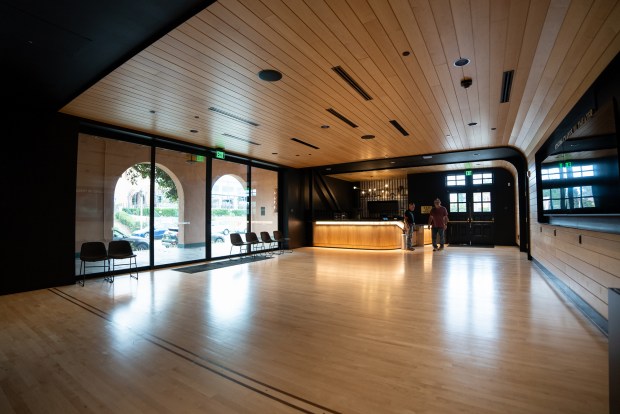 The lobby inside The Joan and Irwin Jacobs Performing Arts...