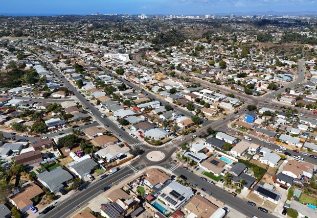 Single family homes and multi-family units line the streets of Clairemont on Tuesday, Oct. 29, 2024 in San Diego. (K.C. Alfred / The San Diego Union-Tribune)