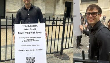 Gen Z grad sent 1,000+ job apps—after no luck, he carried a sign on Wall Street begging for work