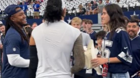  WNBA star Sonia Citron showed up at AT&T Stadium to support her boyfriend and Dallas Cowboys player Marist Liufau.(X/@dallascowboys)