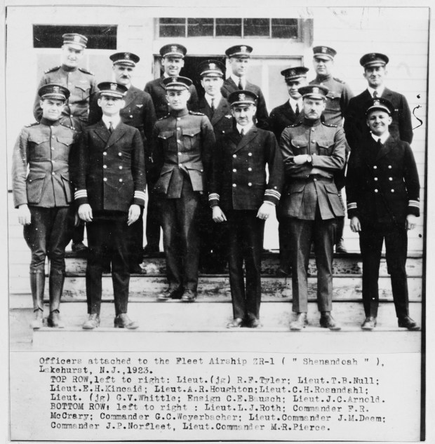 Shenandoah's first crew was led by Commanding Officer Frank McCrary (front row, second from left). (Provided by Mary Ann McCrary Thomas)