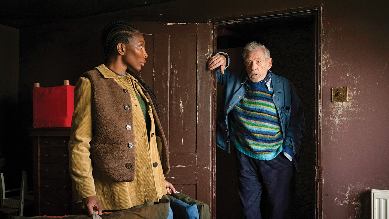 Michaela Coel and Ian McKellen in The Christophers.
