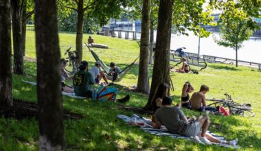 People out enjoying the weather along Schuylkill River in Philadelphia, Pa., on Friday, August 22, 2025.