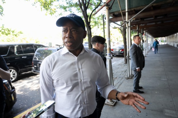 Mayor Eric Adams makes a campaign stop at the Mid-Bronx Senior Citizens Center Friday, Sept. 12, 2025 in the Bronx New York, New York. (Barry Williams/ New York Daily News)