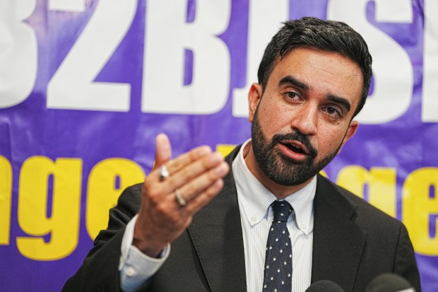 Zohran Mamdani speaks at 32BJ SEIU in Manhattan, New York on Thursday, July 30, 2025 (Barry Williams/New York Daily News)