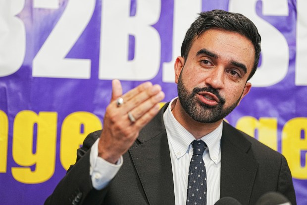 Zohran Mamdani speaks at 32BJ SEIU Thursday, July 30, 2025 in Manhattan, New York. (Barry Williams/New York Daily News)