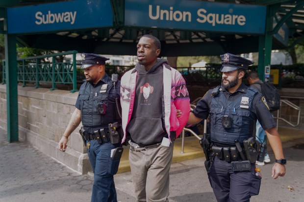 Aaron Walker is walked from the TD-4 Wednesday, Sept. 24, 2025 in Manhattan, New York, New York. (Barry Williams/ New York Daily News)