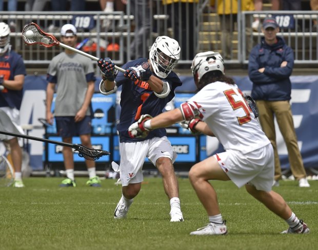 Connor Shellenberger (1), shown playing for Virginia in its 2021 NCAA championship-game victory, is this season's Premier Lacrosse League MVP. BRAD HORRIGAN/THE HARTFORD COURANT