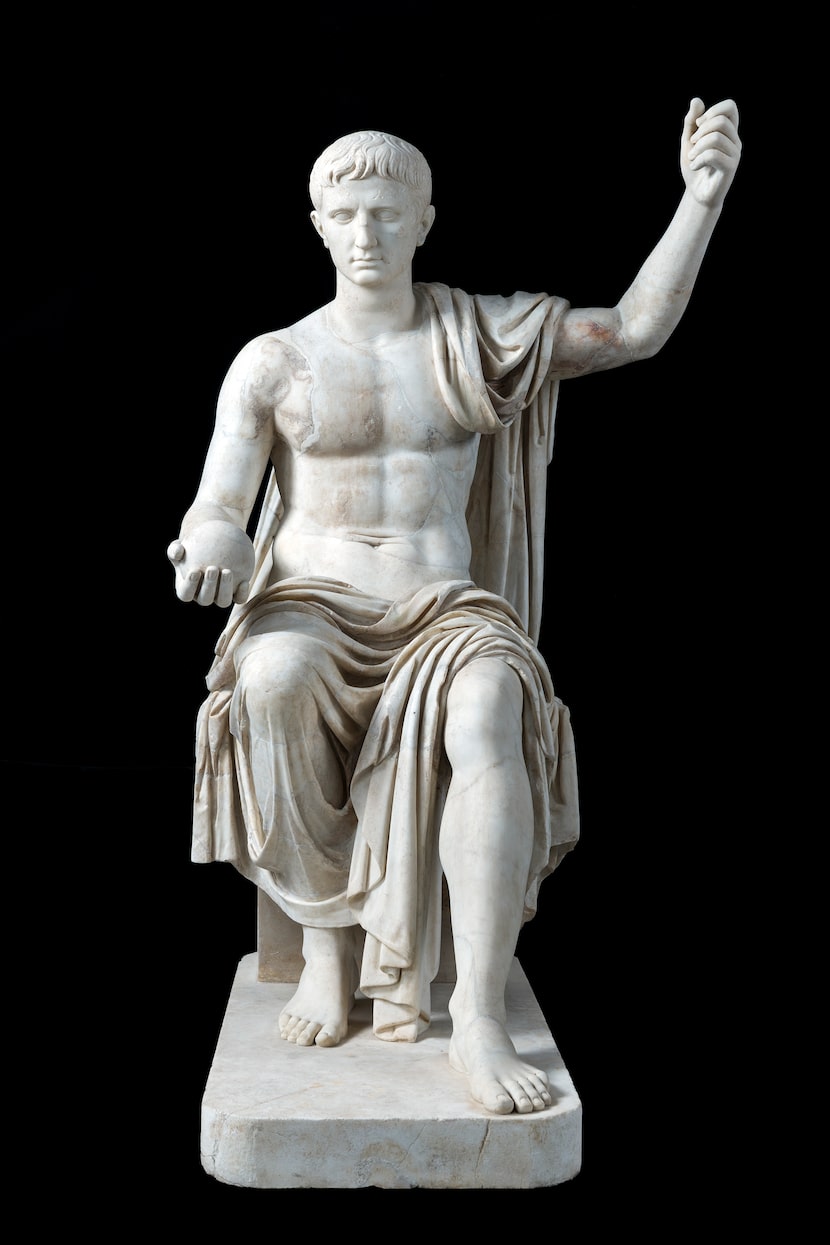 "Statue of an Emperor on a Throne with Portrait of Augustus," which dates to the first...