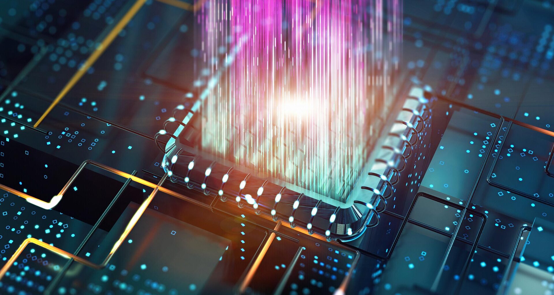 Virtual Data Transmission Futuristic Computer Chip