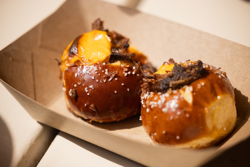 The Brisket and Brew Stuffed Pretzels during the Texas State Fair opening day at Fair Park...