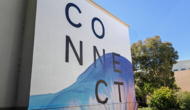 A Meta Connect sign painted on a building at Meta HQ