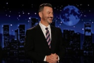 This image released by Disney shows Jimmy Kimmel hosting his late night show "Jimmy Kimmel...