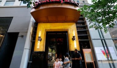Diners leave the Cheesecake Factory in Center City on Monday, August 25, 2025.