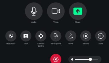 Zoom room meeting controls available on the Zoom Room tablet during Zoom meetings
