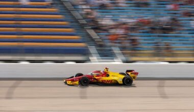 NTT IndyCar Series driver Alex Palou races for Chip Ganassi Racing at Iowa Speedway in 2025.
