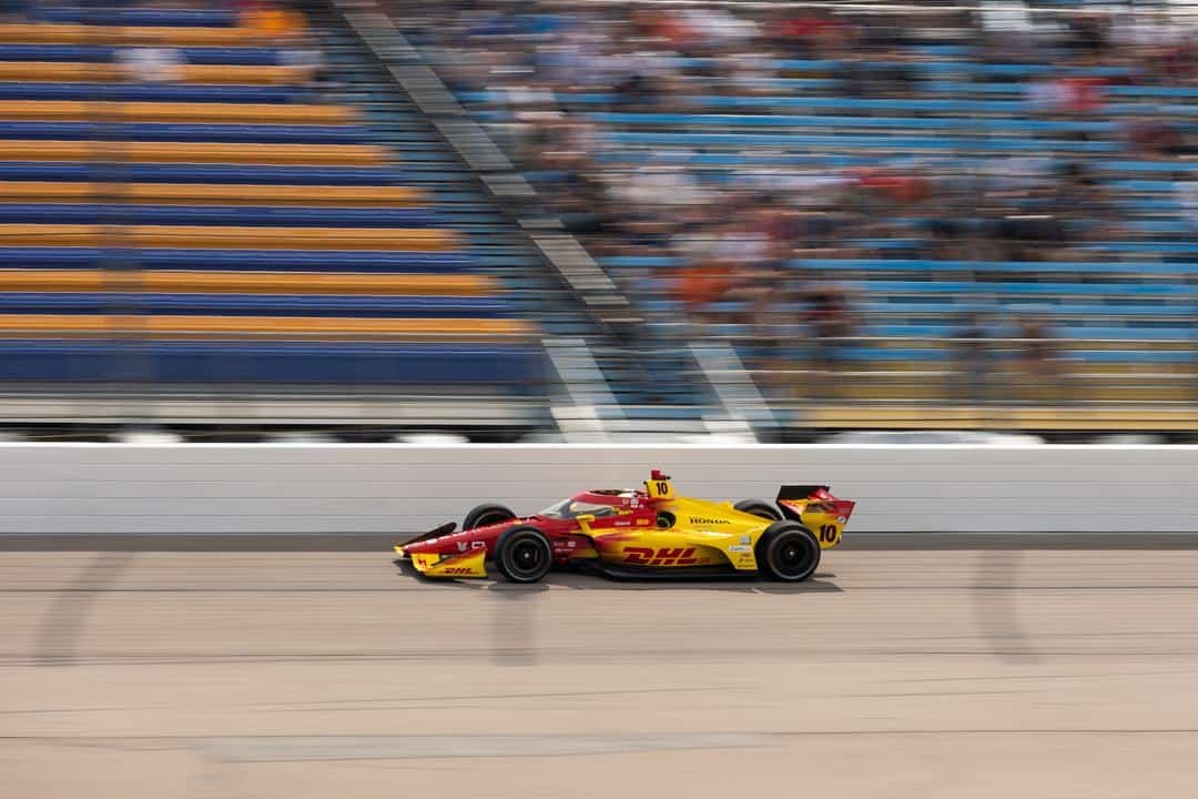 NTT IndyCar Series driver Alex Palou races for Chip Ganassi Racing at Iowa Speedway in 2025.