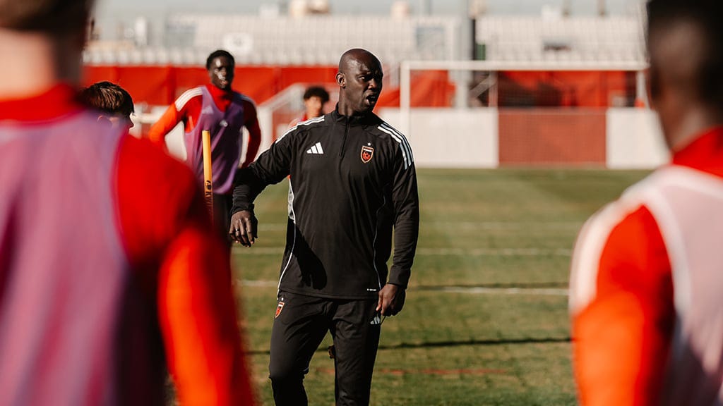 Phoenix Rising head coach Pa-Modou Kah during training (Image: Phoenix Rising FC)