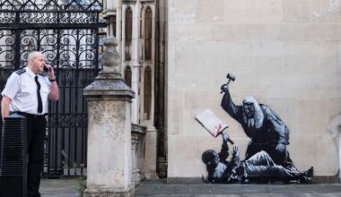 Banksy mural of judge beating protester at Royal Courts of Justice in London to be removed
