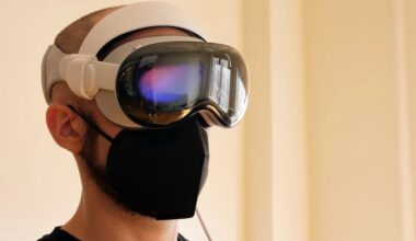 Apple Vision Pro worn with a mask on as a prelude to Apple AR glasses