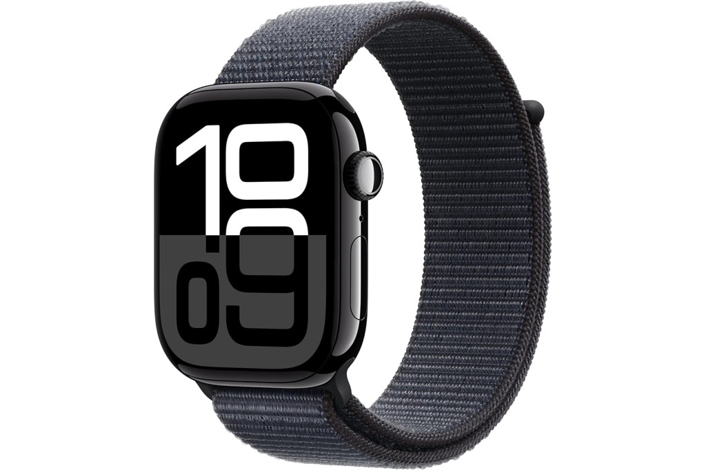 Apple Watch with a black strap