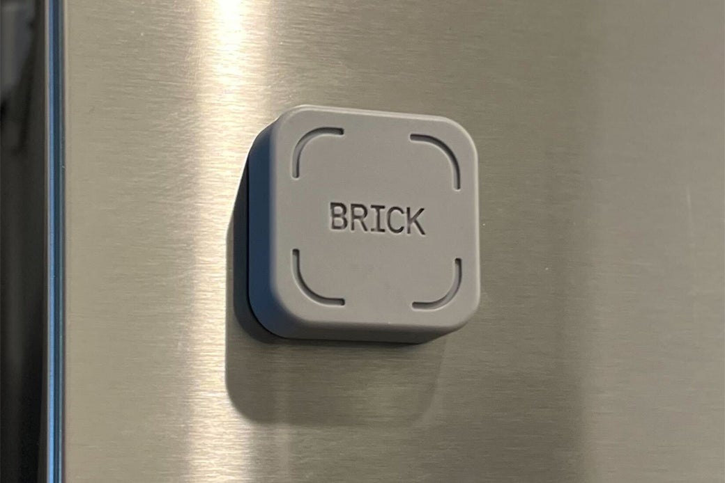 The Brick device on the author's fridge.